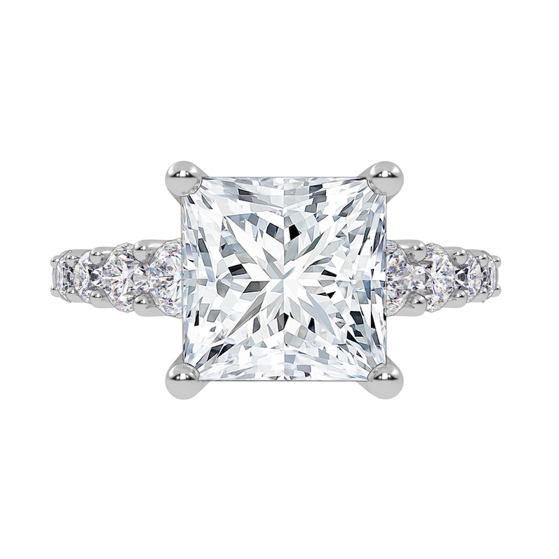 Main Image 3 of 3-3/4 CT. T.W. Princess-Cut Certified Lab-Grown Diamond Graduated Shank Engagement Ring in 14K White Gold (I/SI2)