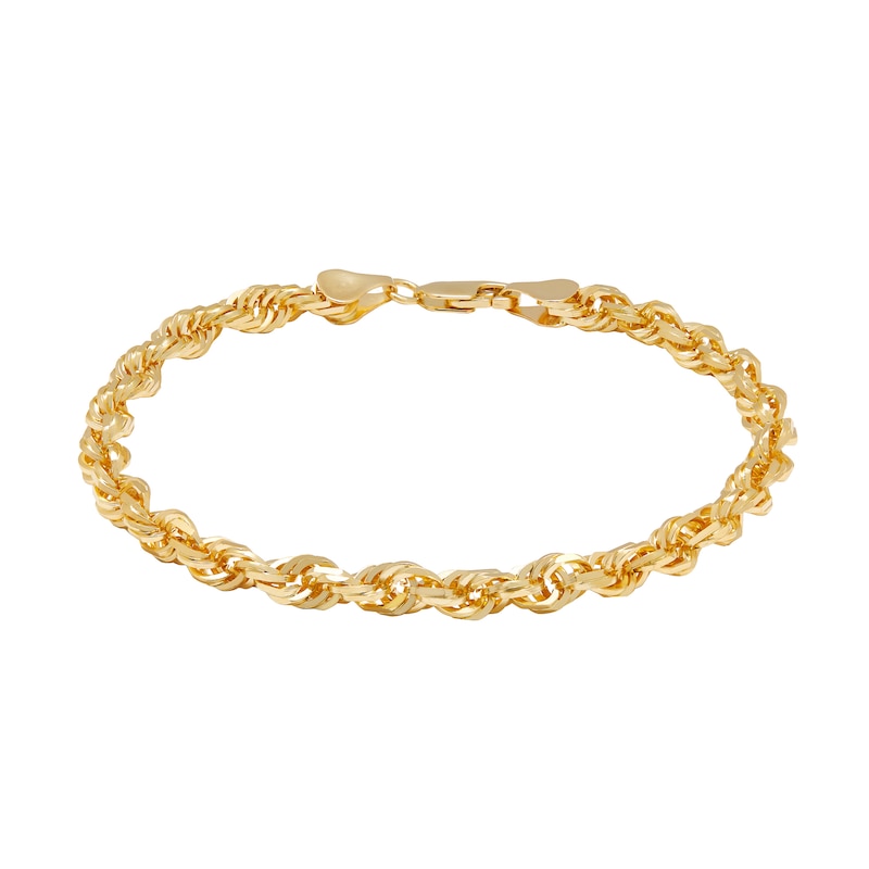 Main Image 1 of 3.8mm Glitter Rope Chain Bracelet in Solid 14K Gold - 8.5"