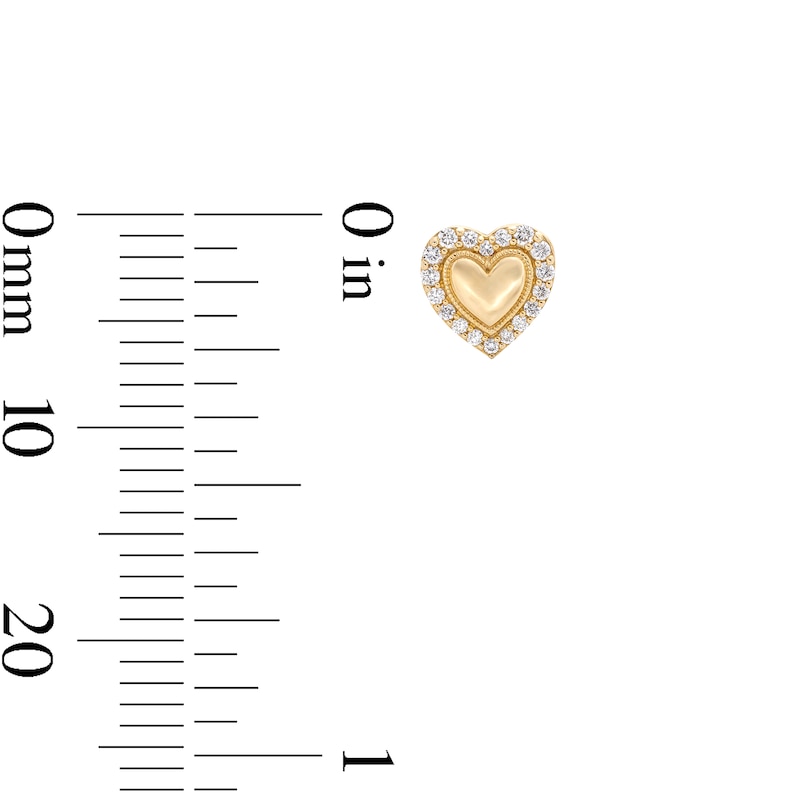 Main Image 3 of 1/4 CT. T.W. Certified Lab-Grown Diamond Heart Stud Earrings in Sterling Silver with 10K Gold Plate (F/SI2)