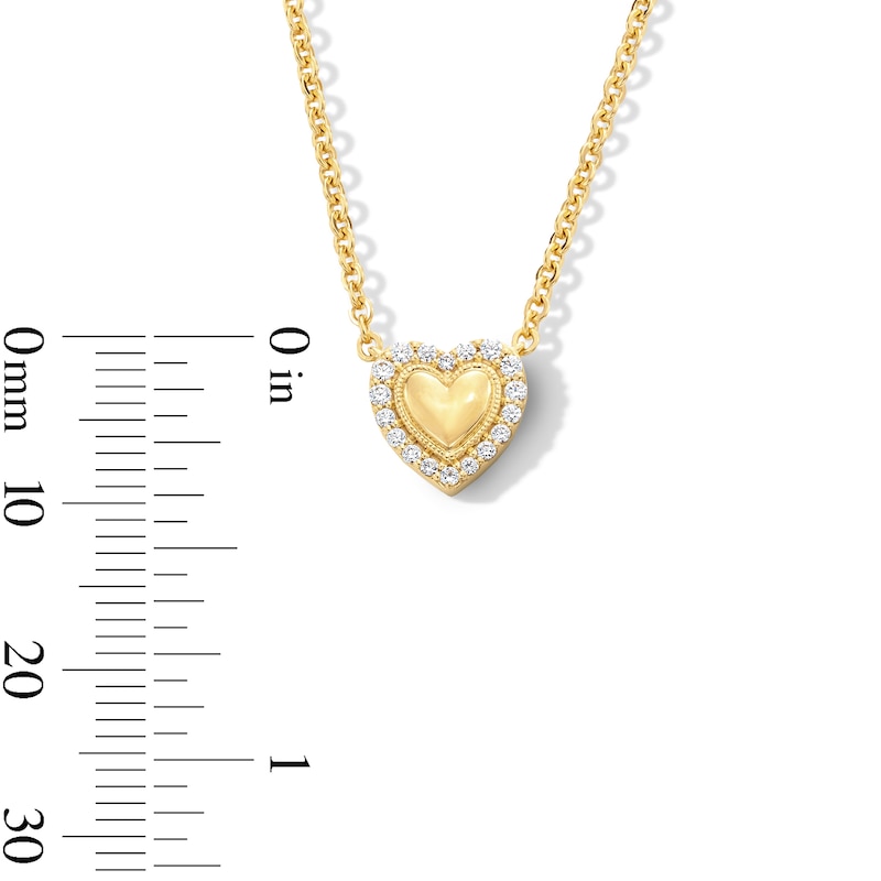 Main Image 4 of 1/8 CT. T.W. Certified Lab-Grown Diamond Heart Necklace in Sterling Silver with 10K Gold Plate (F/SI2) - 19"