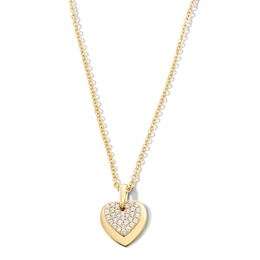 1/4 CT. T.W. Multi-Diamond Double Heart Pendant in 10K Gold - 19"