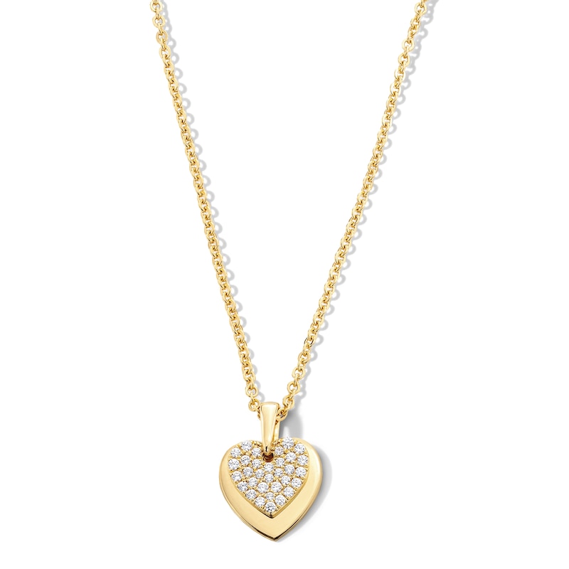 Main Image 1 of 1/4 CT. T.W. Multi-Diamond Double Heart Pendant in 10K Gold - 19"