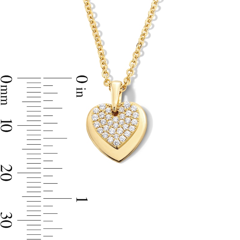 Main Image 4 of 1/4 CT. T.W. Multi-Diamond Double Heart Pendant in 10K Gold - 19"