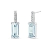 Thumbnail Image 1 of Emerald-Cut Aquamarine and 1/15 CT. T.W. Diamond Drop Earrings in Sterling Silver