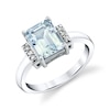 Thumbnail Image 1 of Emerald-Cut Aquamarine and 1/10 CT. T.W. Diamond Collar Ring in Sterling Silver