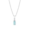 Thumbnail Image 1 of Oval Aquamarine and 1/20 CT. T.W. Diamond Tri-Top Pendant in 14K White Gold
