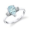 Thumbnail Image 1 of Pear-Shaped Aquamarine and 1/20 CT. T.W. Baguette-Cut Diamond Collar Ring in 14K White Gold