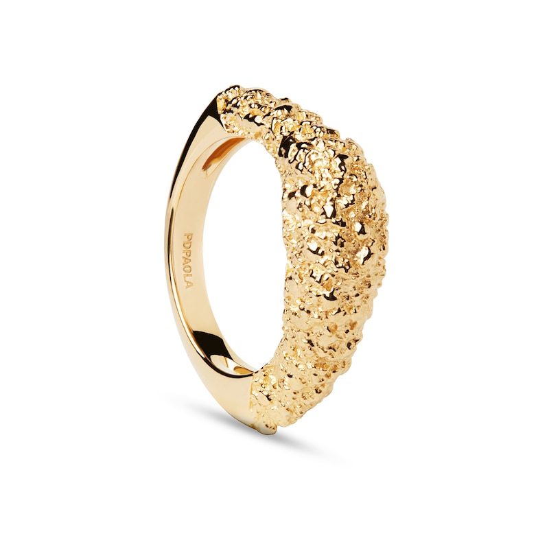Main Image 1 of PDPAOLA™ at Zales SILHOUETTES Textured Ring in Solid Sterling Silver with 18K Gold Plate
