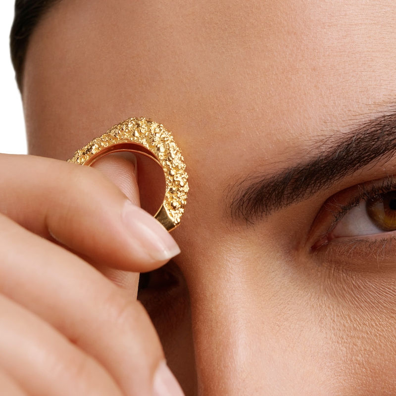 Main Image 2 of PDPAOLA™ at Zales SILHOUETTES Textured Ring in Solid Sterling Silver with 18K Gold Plate