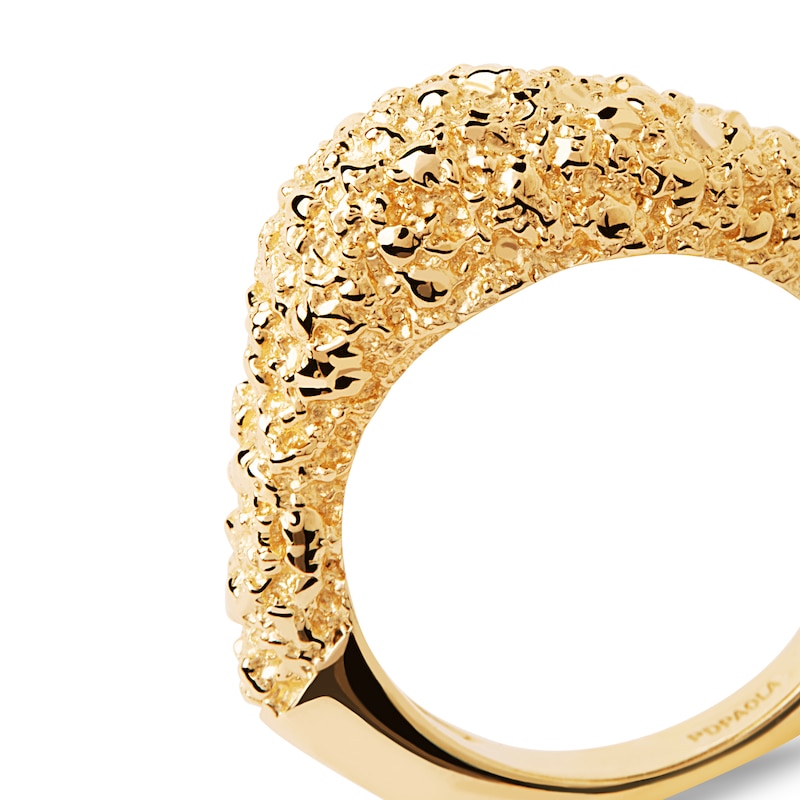 Main Image 6 of PDPAOLA™ at Zales SILHOUETTES Textured Ring in Solid Sterling Silver with 18K Gold Plate
