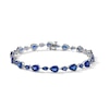 Thumbnail Image 1 of Pear-Shaped Blue Lab-Created Sapphire Alternating Line Bracelet in Sterling Silver - 7.5"