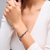 Thumbnail Image 2 of Pear-Shaped Blue Lab-Created Sapphire Alternating Line Bracelet in Sterling Silver - 7.5"