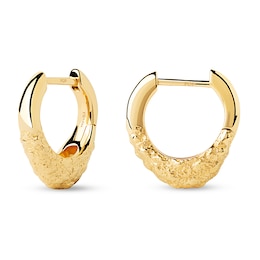 PDPAOLA™ at Zales SILHOUETTES 15.4mm Textured Single Hoop Earring in Sterling Silver with 18K Gold Plate