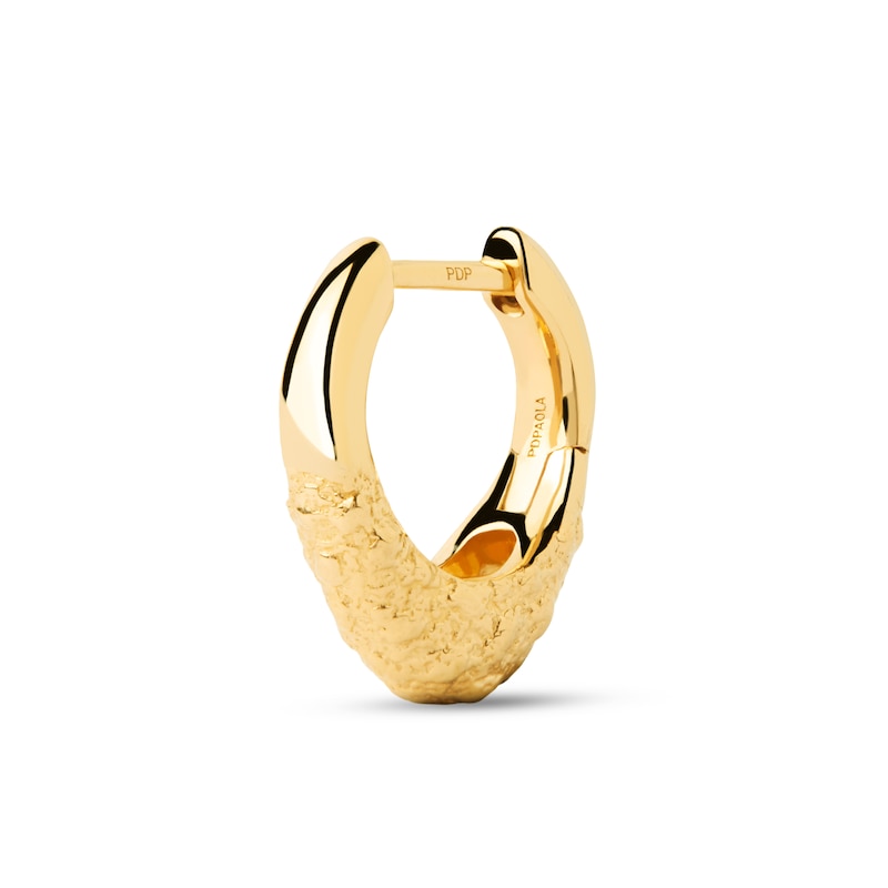 Main Image 2 of PDPAOLA™ at Zales SILHOUETTES 15.4mm Textured Single Hoop Earring in Sterling Silver with 18K Gold Plate