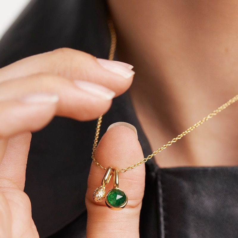 Main Image 3 of PDPAOLA™ at Zales SILHOUETTES Green Aventurine and Textured Double Charm Pendant in Sterling Silver with 18K Gold Plate
