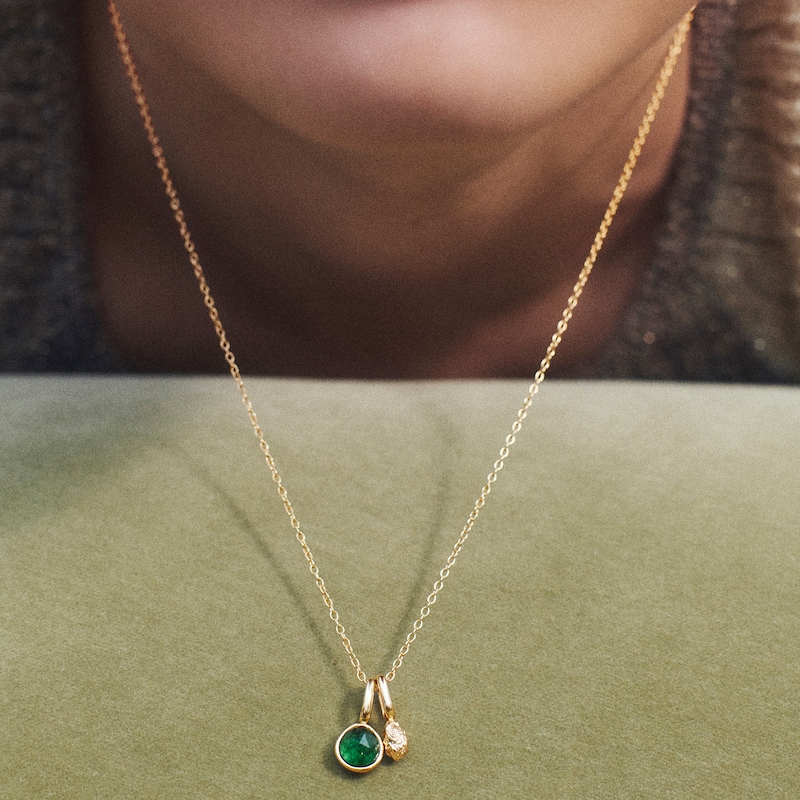 Main Image 4 of PDPAOLA™ at Zales SILHOUETTES Green Aventurine and Textured Double Charm Pendant in Sterling Silver with 18K Gold Plate