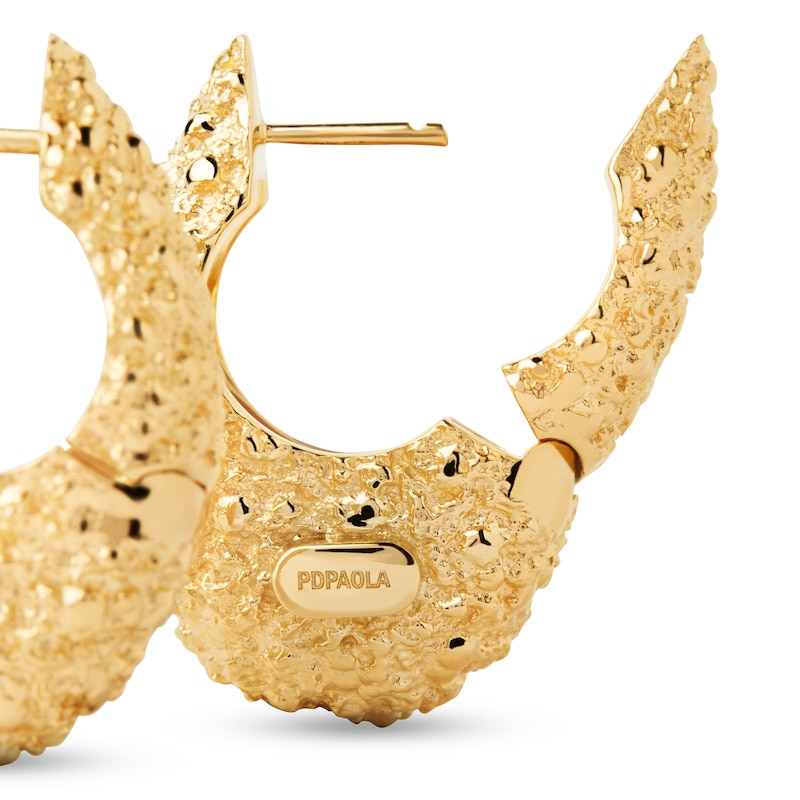 Main Image 6 of PDPAOLA™ at Zales SILHOUETTES 27.0mm Textured Hoop Earrings in Hollow Brass with 18K Gold Plate