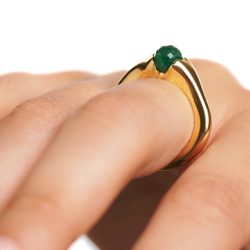 Main Image 2 of PDPAOLA™ at Zales SILHOUETTES 6.0mm Green Aventurine Ring in Sterling Silver with 18K Gold Plate