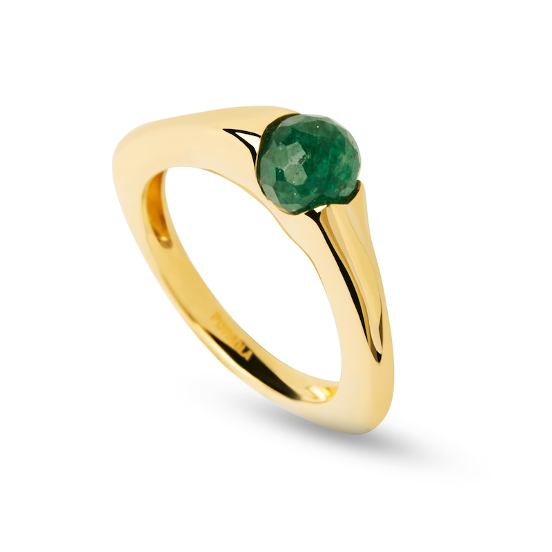 Main Image 6 of PDPAOLA™ at Zales SILHOUETTES 6.0mm Green Aventurine Ring in Sterling Silver with 18K Gold Plate