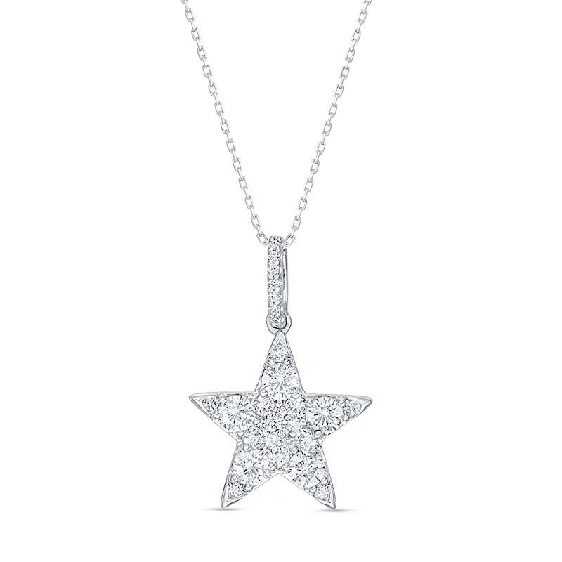 Main Image 1 of 3/4 CT. T.W. Diamond Star Pendant in 10K White Gold