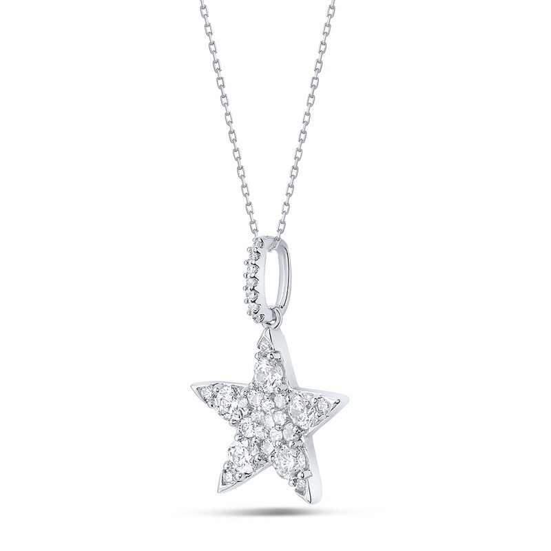 Main Image 2 of 3/4 CT. T.W. Diamond Star Pendant in 10K White Gold