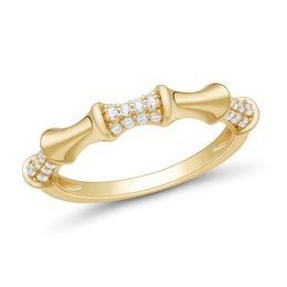 1/4 CT. T.W. Diamond Bamboo Ring in Sterling Silver with 14K Gold Plate