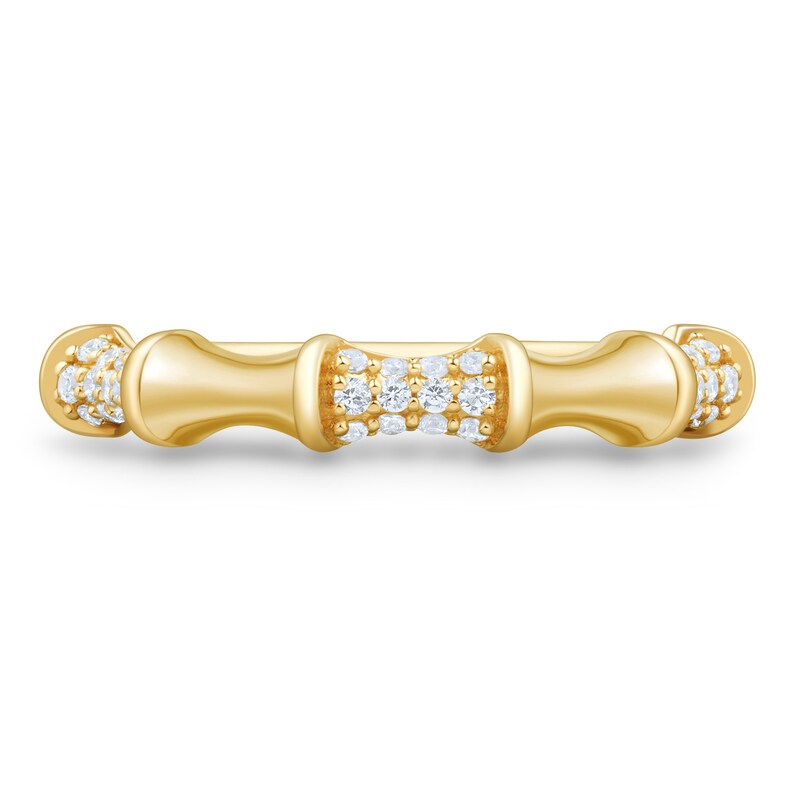 Main Image 2 of 1/4 CT. T.W. Diamond Bamboo Ring in Sterling Silver with 14K Gold Plate