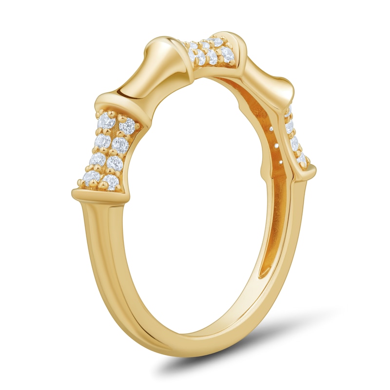 Main Image 3 of 1/4 CT. T.W. Diamond Bamboo Ring in Sterling Silver with 14K Gold Plate