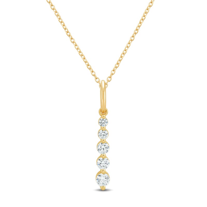 Main Image 1 of 1/4 CT. T.W. Certified Lab-Grown Diamond Graduated Five Stone Linear Drop Pendant in 10K Gold (I/SI2)