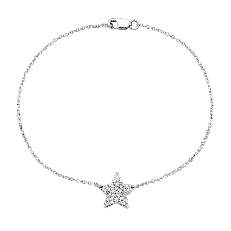 Main Image 2 of 1/6 CT. T.W. Diamond Star Bracelet in Sterling Silver - 7.25”