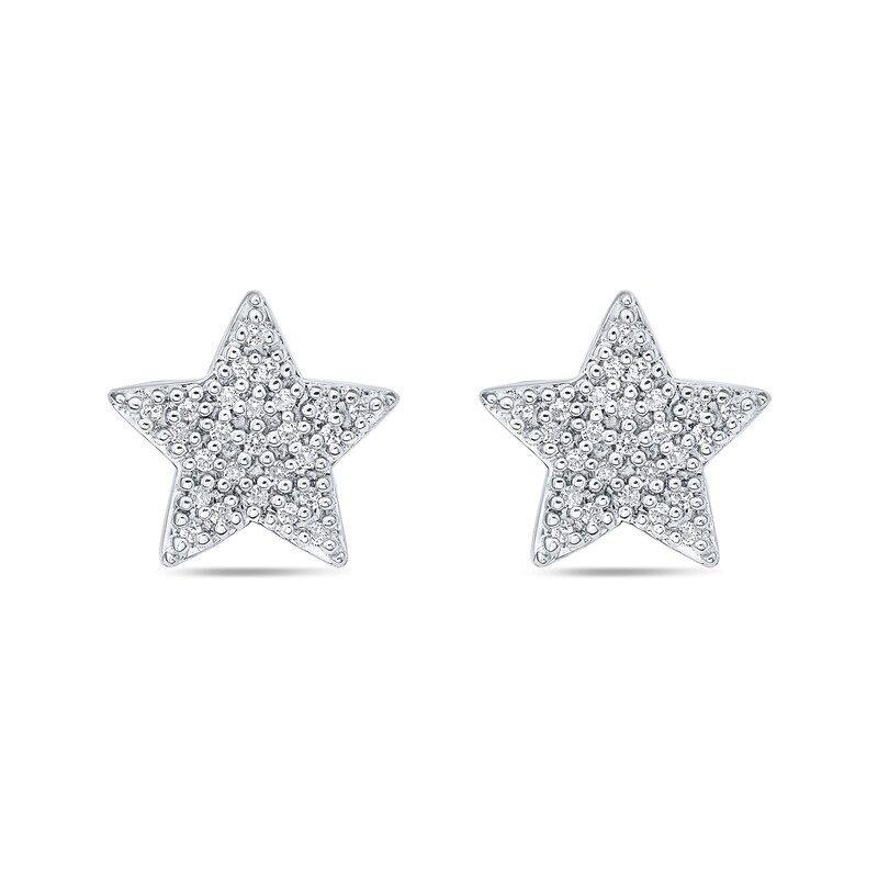 Main Image 1 of 1/6 CT. T.W. Diamond Star Stud Earrings in Sterling Silver