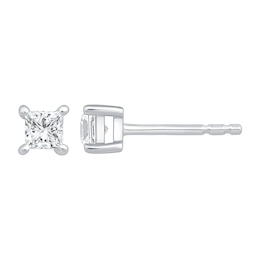 1/3 CT. T.W. Princess-Cut Certified Lab-Grown Diamond Solitaire Stud Earrings in Sterling Silver (F/VS2)