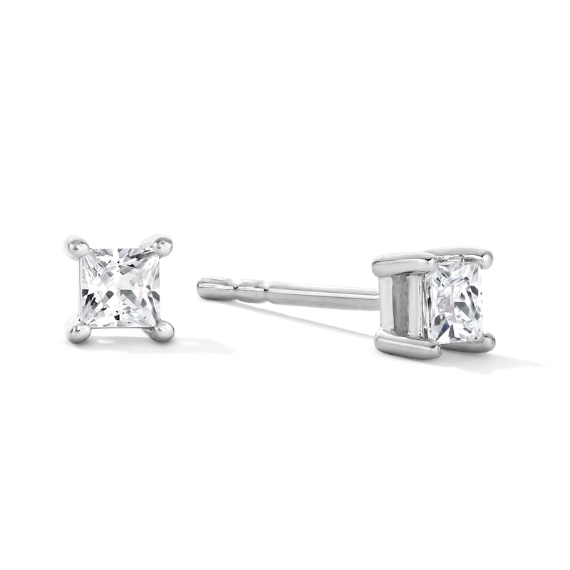 Main Image 1 of 1/3 CT. T.W. Princess-Cut Certified Lab-Grown Diamond Solitaire Stud Earrings in Sterling Silver (F/VS2)