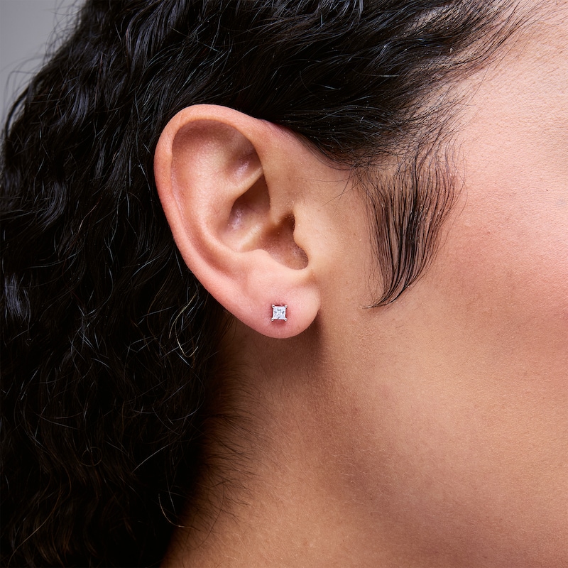 Main Image 2 of 1/3 CT. T.W. Princess-Cut Certified Lab-Grown Diamond Solitaire Stud Earrings in Sterling Silver (F/VS2)