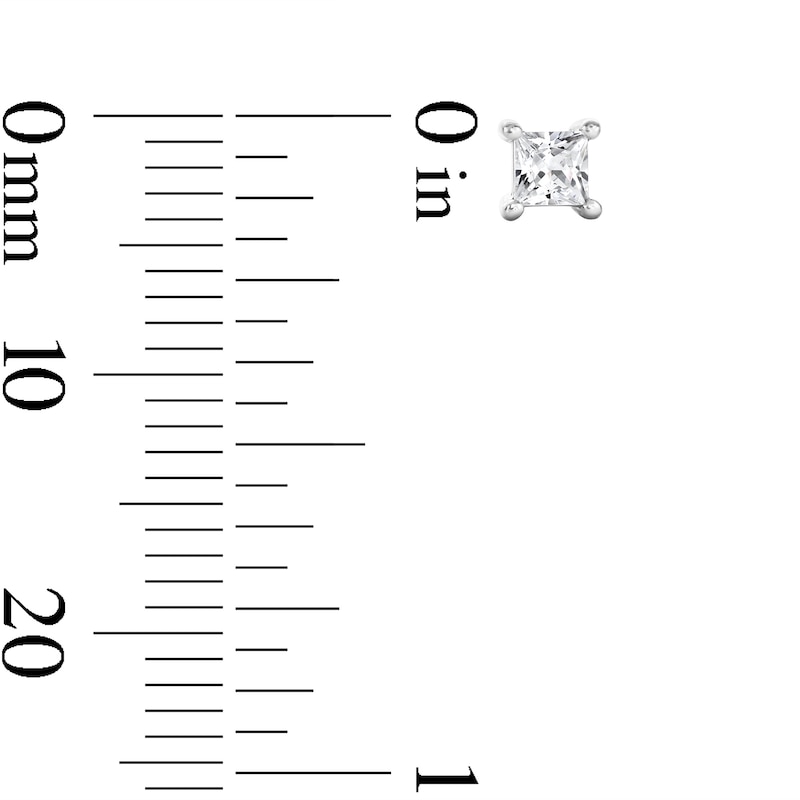 Main Image 3 of 1/3 CT. T.W. Princess-Cut Certified Lab-Grown Diamond Solitaire Stud Earrings in Sterling Silver (F/VS2)