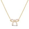 Thumbnail Image 1 of Pink Lab-Created Sapphire Bow Necklace in Sterling Silver with 14K Gold Plate