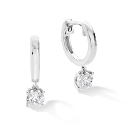3/8 CT. T.W. Diamond Miracle Solitaire Dangle Hoop Earrings in 10K White Gold (I/I2)