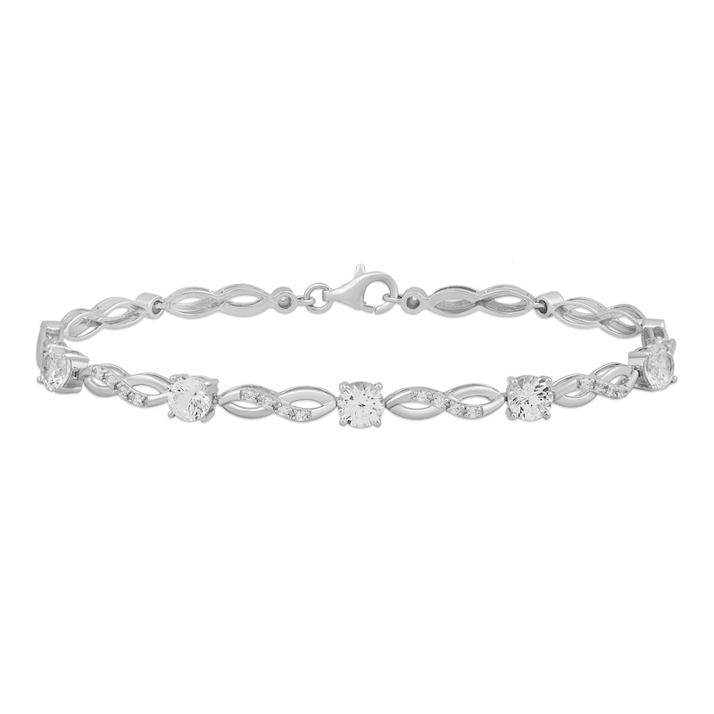 Main Image 1 of 5.0mm White Lab-Created Sapphire Infinity Link Bracelet in Sterling Silver - 7.5"