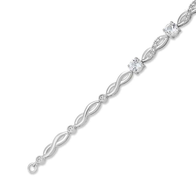 Main Image 3 of 5.0mm White Lab-Created Sapphire Infinity Link Bracelet in Sterling Silver - 7.5"