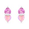 Thumbnail Image 1 of Heart-Shaped Pink Lab-Created Opal and Pink Lab-Created Sapphire Stud Earrings in Sterling Silver