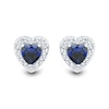 Thumbnail Image 3 of Heart-Shaped Blue and White Lab-Created Sapphire Stud and Hoop Three Pair Earrings Set in Sterling Silver