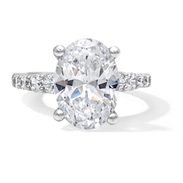 5-3/4 CT. T.W. Oval Certified Lab-Grown Diamond Graduated Shank Engagement Ring in 14K White Gold (F/VS2)
