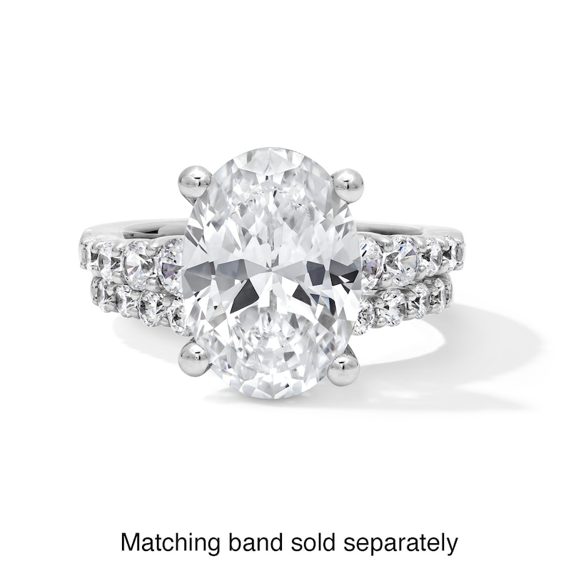 Main Image 4 of 5-3/4 CT. T.W. Oval Certified Lab-Grown Diamond Graduated Shank Engagement Ring in 14K White Gold (F/VS2)