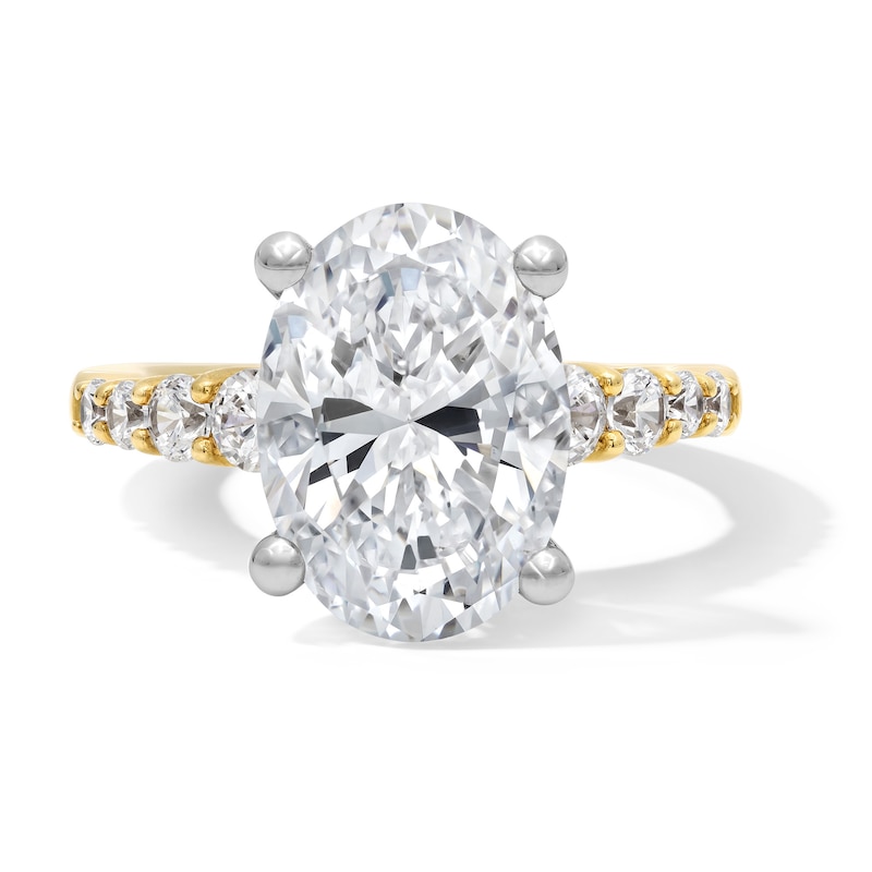 Main Image 1 of 5-3/4 CT. T.W. Oval Certified Lab-Grown Diamond Graduated Shank Engagement Ring in 14K Gold (F/VS2)