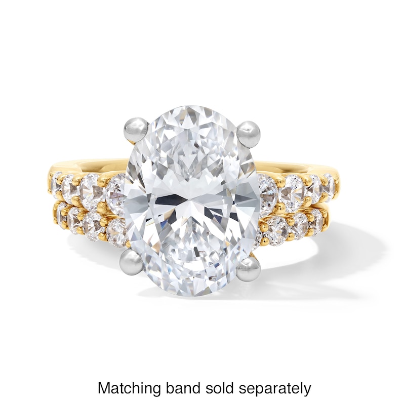 Main Image 4 of 5-3/4 CT. T.W. Oval Certified Lab-Grown Diamond Graduated Shank Engagement Ring in 14K Gold (F/VS2)