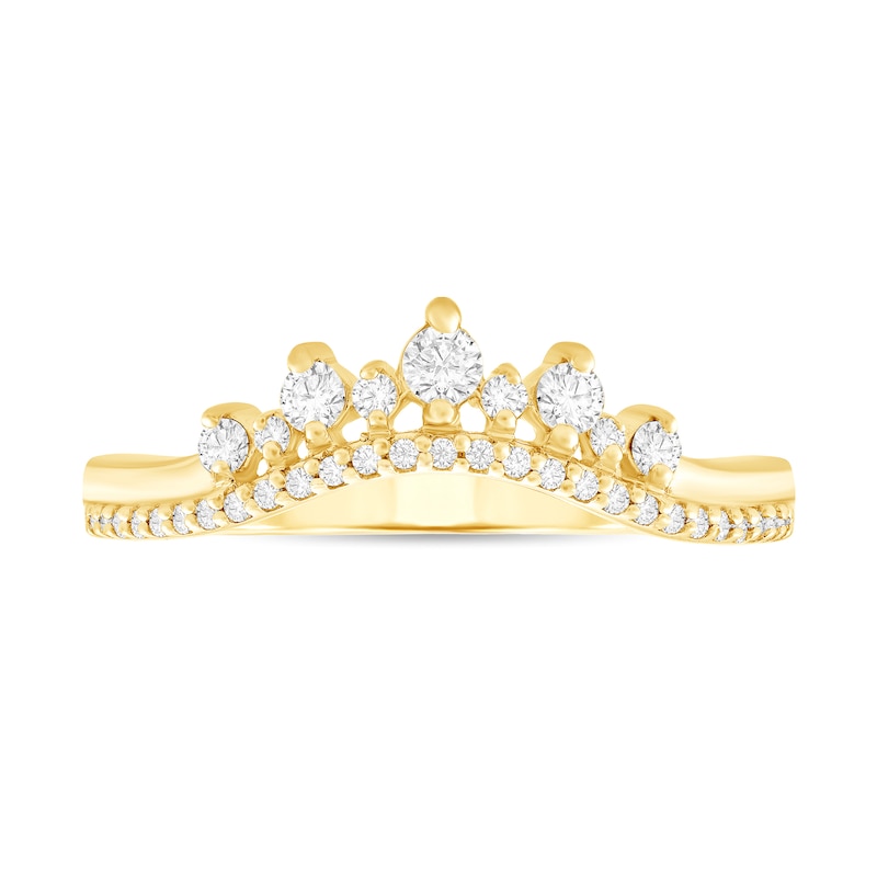 Main Image 3 of 1/3 CT. T.W. Diamond Crown Contour Band in 10K Gold