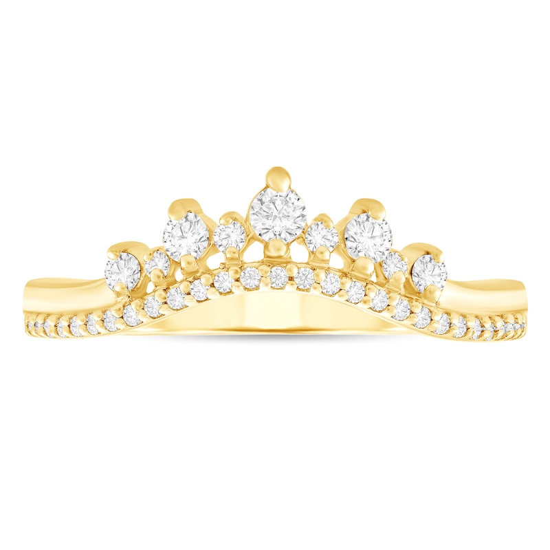 Main Image 4 of 1/3 CT. T.W. Diamond Crown Contour Band in 10K Gold