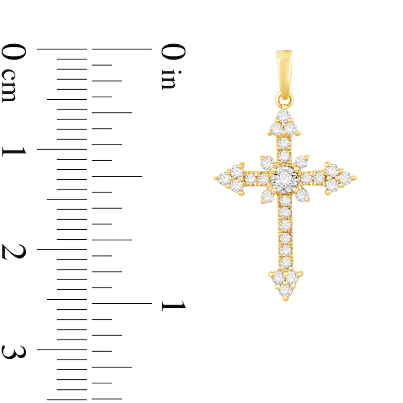 Main Image 2 of 1/5 CT. T.W. Diamond Tri-Ends Cross Pendant in 10K Gold