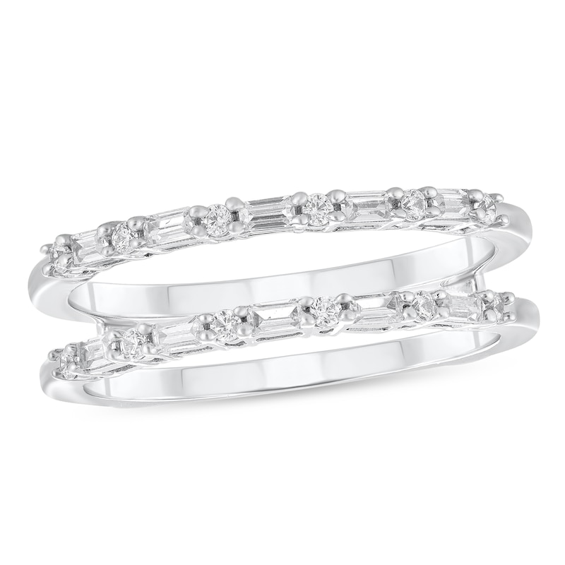 Main Image 1 of 1/4 CT. T.W. Baguette and Round Diamond Solitaire Enhancer in 10K White Gold