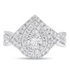 Thumbnail Image 3 of 1 CT. T.W. Diamond Double Teardrop Frame Twist Shank Engagement Ring in 10K White Gold